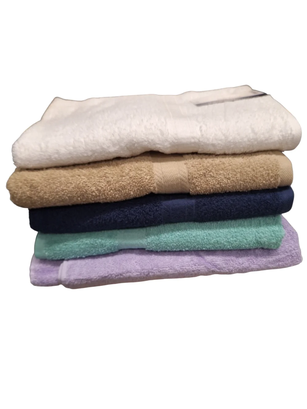 Plush Multicolor Bath Towel Set - White, Tan, Navy, Mint, Lavender